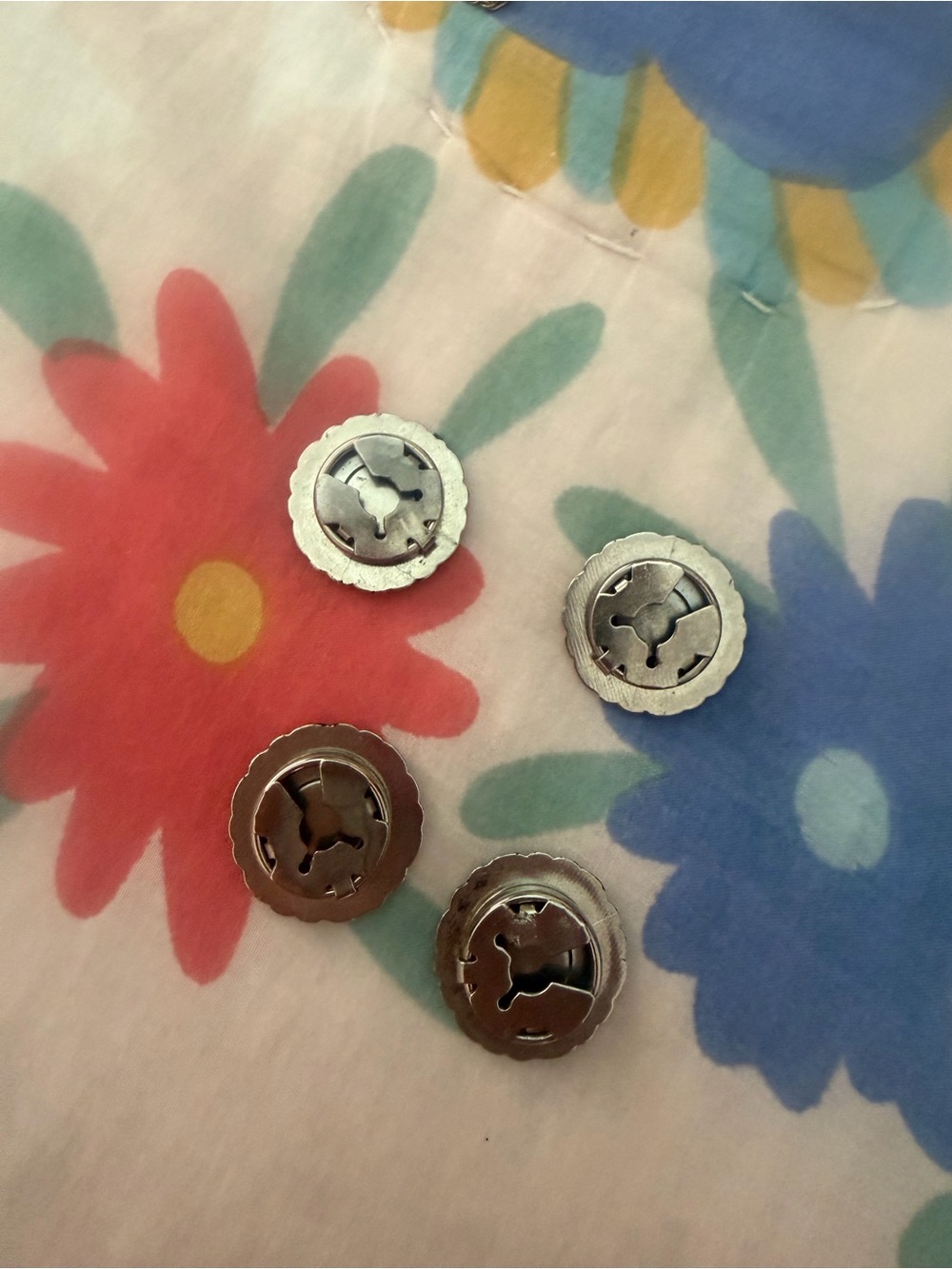 Decorative Silver-Tone Blue Accent Button covers - Set of 4 - Picture 2 of 2